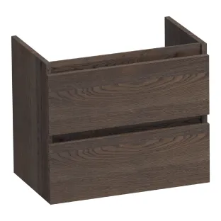 Brauer Joy washbasin cabinet shallow - 60x39x50 cm - 2 drawers without handles - 1 siphon recess - continuous slats - Solid oak black