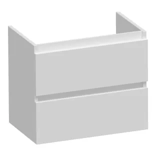 Brauer Joy washbasin cabinet shallow - 60x39x50 cm - 2 drawers handleless - 1 siphon recess - MDF lacquered - Matt White