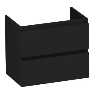 Brauer Joy washbasin cabinet shallow - 60x39x50 cm - 2 drawers handleless - 1 siphon recess - MDF lacquered - Matt Black