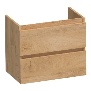 Brauer Joy washbasin cabinet shallow - 60x39x50 cm - 2 drawers handleless - 1 siphon recess - MFC - Forest Tan