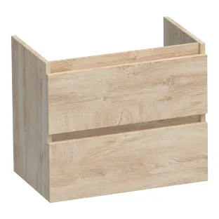 Brauer Joy washbasin cabinet shallow - 60x39x50 cm - 2 drawers handleless - 1 siphon recess - MFC - Forest Wheat