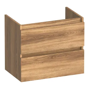Brauer Joy washbasin cabinet shallow - 60x39x50 cm - 2 drawers handleless - 1 siphon recess - MFC - Honey
