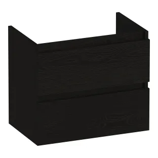 Brauer Joy washbasin cabinet shallow - 60x39x50 cm - 2 drawers handleless - 1 siphon recess - MFC - Timber Black