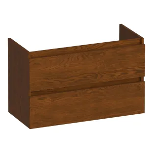 Brauer Joy washbasin cabinet shallow - 80x39x50 cm - 2 drawers without handles - 1 siphon recess - continuous slats - Solid oak brown