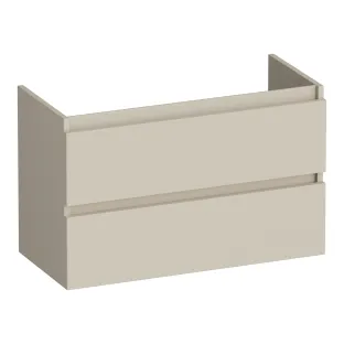 Brauer Joy washbasin cabinet shallow - 80x39x50 cm - 2 drawers handleless - 1 siphon recess - MDF lacquered - Matt Beige