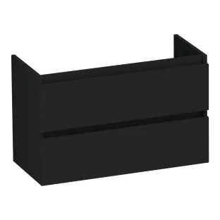 Brauer Joy washbasin cabinet shallow - 80x39x50 cm - 2 drawers handleless - 1 siphon recess - MDF lacquered - Matt Black