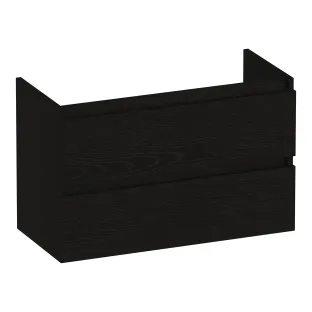 Brauer Joy washbasin cabinet shallow - 80x39x50 cm - 2 drawers handleless - 1 siphon recess - MFC - Timber Black