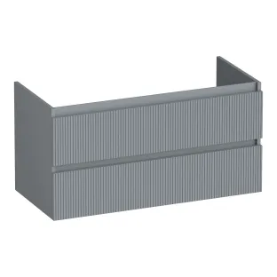 Brauer Joy Wavy washbasin cabinet - 100x46x50 cm - 2 drawers handleless - 1 siphon recess - MDF lacquered - Matt Grey