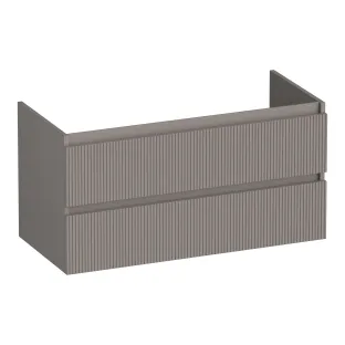Brauer Joy Wavy washbasin cabinet - 100x46x50 cm - 2 drawers handleless - 1 siphon recess - MDF lacquered - Matt Taupe
