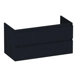 Brauer Joy Wavy washbasin cabinet - 100x46x50 cm - 2 drawers without handles - 1 siphon recess - MDF lacquered - Matt Black