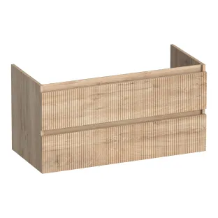 Brauer Joy Wavy washbasin cabinet - 100x46x50 cm - 2 drawers handleless - 1 siphon recess - MFC - Forest Wheat