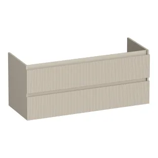 Brauer Joy Wavy washbasin cabinet - 120x46x50 cm - 2 drawers handleless - 1 siphon recess - MDF lacquered - Matt Beige