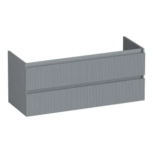 Brauer Joy Wavy washbasin cabinet - 120x46x50 cm - 2 drawers without handles - 2 siphon cut-outs - MDF lacquered - Matt Grey