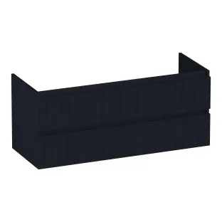 Brauer Joy Wavy washbasin cabinet - 120x46x50 cm - 2 drawers without handles - 2 siphon cut-outs - MDF lacquered - Matt Black