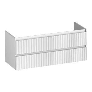 Brauer Joy Wavy washbasin cabinet - 120x46x50 cm - 4 drawers without handles - 2 siphon cut-outs - MDF lacquered - Matt White