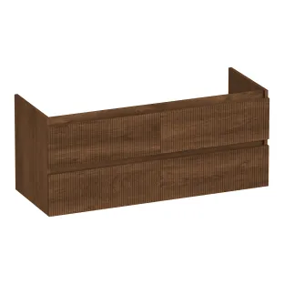 Brauer Joy Wavy washbasin cabinet - 120x46x50 cm - 4 drawers handleless - 2 siphon cut-outs - MFC - Forest Cacao