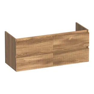 Brauer Joy Wavy washbasin cabinet - 120x46x50 cm - 4 drawers handleless - 2 siphon cut-outs - MFC - Honey