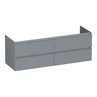 Brauer Joy Wavy washbasin cabinet - 140x46x50 cm - 4 drawers without handles - 2 siphon cut-outs - MDF lacquered - Matt Grey