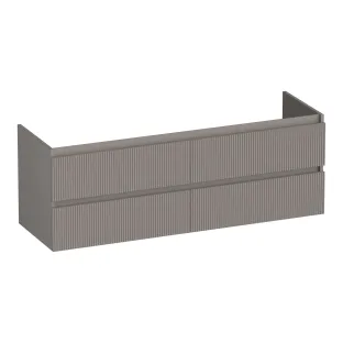Brauer Joy Wavy washbasin cabinet - 140x46x50 cm - 4 drawers without handles - 2 siphon cut-outs - MDF lacquered - Matt Taupe