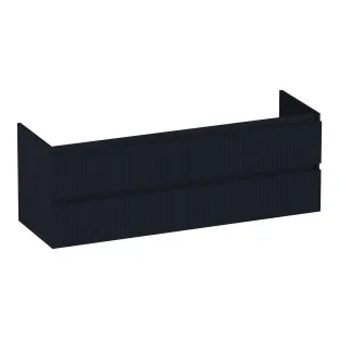 Brauer Joy Wavy washbasin cabinet - 140x46x50 cm - 4 drawers without handles - 2 siphon cut-outs - MDF lacquered - Matt Black