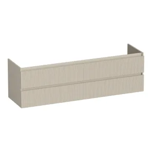 Brauer Joy Wavy wastafelonderkast - 160x46x50 cm - 4 laden greeploos - 2 sifonuitsparingen - MDF gelakt - Mat Beige