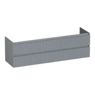 Brauer Joy Wavy washbasin cabinet - 160x46x50 cm - 4 drawers without handles - 2 siphon cut-outs - MDF lacquered - Matt Grey