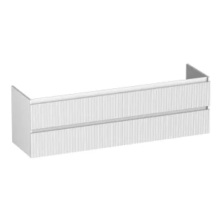 Brauer Joy Wavy washbasin cabinet - 160x46x50 cm - 4 drawers without handles - 2 siphon cut-outs - MDF lacquered - Matt White