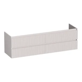Brauer Joy Wavy washbasin cabinet - 160x46x50 cm - 4 drawers without handles - 2 siphon cut-outs - MDF lacquered - Matt Sand