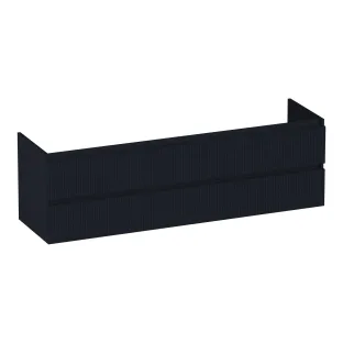 Brauer Joy Wavy washbasin cabinet - 160x46x50 cm - 4 drawers without handles - 2 siphon cut-outs - MDF lacquered - Matt Black