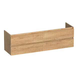 Brauer Joy Wavy washbasin cabinet - 160x46x50 cm - 4 drawers handleless - 2 siphon cut-outs - MFC - Forest Tan