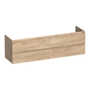 Brauer Joy Wavy washbasin cabinet - 160x46x50 cm - 4 drawers without handles - 2 siphon cut-outs - MFC - Forest Wheat