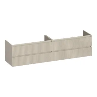 Brauer Joy Wavy washbasin cabinet - 200x46x50 cm - 4 drawers without handles - 2 siphon cut-outs - MDF lacquered - Matt Beige