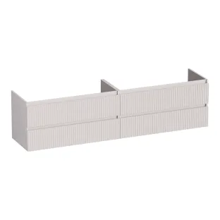 Brauer Joy Wavy washbasin cabinet - 200x46x50 cm - 4 drawers without handles - 2 siphon cut-outs - MDF lacquered - Matt Sand
