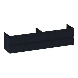 Brauer Joy Wavy washbasin cabinet - 200x46x50 cm - 4 drawers without handles - 2 siphon cut-outs - MDF lacquered - Matt Black