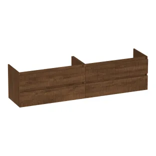 Brauer Joy Wavy washbasin cabinet - 200x46x50 cm - 4 drawers handleless - 2 siphon cut-outs - MFC - Forest Cacao