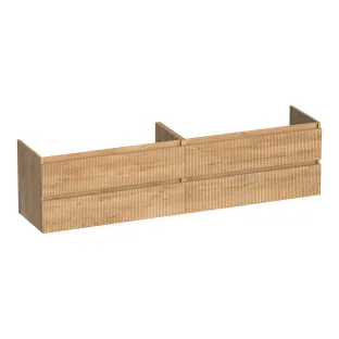 Brauer Joy Wavy washbasin cabinet - 200x46x50 cm - 4 drawers handleless - 2 siphon cut-outs - MFC - Forest Tan