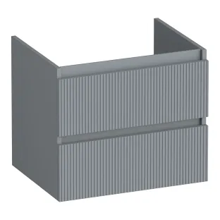 Brauer Joy Wavy washbasin cabinet - 60x46x50 cm - 2 drawers handleless - 1 siphon recess - MDF lacquered - Matt Grey