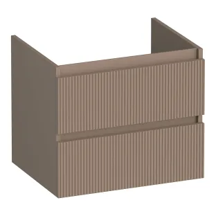 Brauer Joy Wavy wastafelonderkast - 60x46x50 cm - 2 laden greeploos - 1 sifonuitsparing - MDF gelakt - Mat Mokka