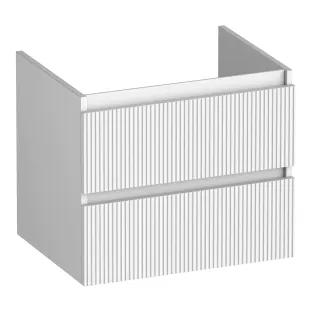 Brauer Joy Wavy washbasin cabinet - 60x46x50 cm - 2 drawers handleless - 1 siphon recess - MDF lacquered - Matt White