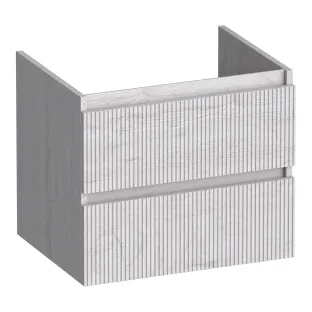 Brauer Joy Wavy wastafelonderkast - 60x46x50 cm - 2 laden greeploos - 1 sifonuitsparing - MFC - Forest Seashell