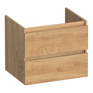 Brauer Joy Wavy washbasin cabinet - 60x46x50 cm - 2 drawers handleless - 1 siphon recess - MFC - Forest Tan