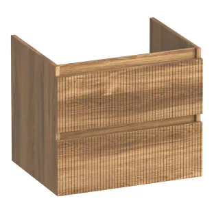 Brauer Joy Wavy washbasin cabinet - 60x46x50 cm - 2 drawers handleless - 1 siphon recess - MFC - Honey