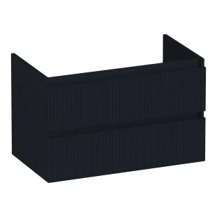 Brauer Joy Wavy washbasin cabinet - 80x46x50 cm - 2 drawers handleless - 1 siphon recess - MDF lacquered - Matt Black