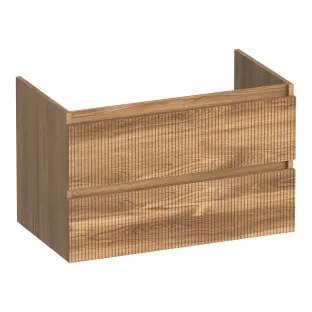 Brauer Joy Wavy washbasin cabinet - 80x46x50 cm - 2 drawers handleless - 1 siphon recess - MFC - Honey