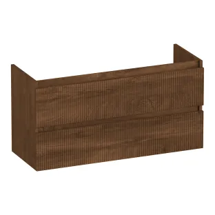 Brauer Joy Wavy washbasin cabinet shallow - 100x39x50 cm - 2 drawers handleless - 1 siphon recess - MFC - Forest Cacao