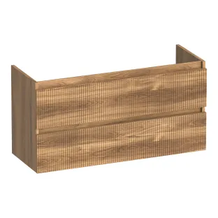 Brauer Joy Wavy washbasin cabinet shallow - 100x39x50 cm - 2 drawers handleless - 1 siphon recess - MFC - Honey
