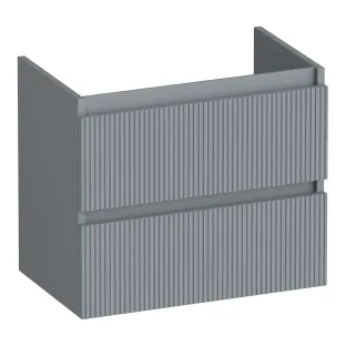 Brauer Joy Wavy washbasin cabinet shallow - 60x39x50 cm - 2 drawers handleless - 1 siphon recess - MDF lacquered - Matt Grey