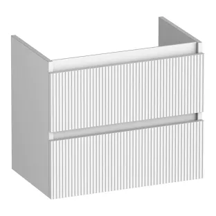 Brauer Joy Wavy washbasin cabinet shallow - 60x39x50 cm - 2 drawers handleless - 1 siphon recess - MDF lacquered - Matt White