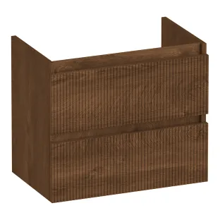 Brauer Joy Wavy washbasin cabinet shallow - 60x39x50 cm - 2 drawers handleless - 1 siphon recess - MFC - Forest Cacao