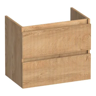 Brauer Joy Wavy washbasin cabinet shallow - 60x39x50 cm - 2 drawers handleless - 1 siphon recess - MFC - Forest Tan